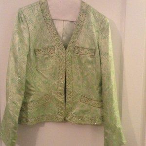 I.C.E. Mint green jeweled back-pleated jacket